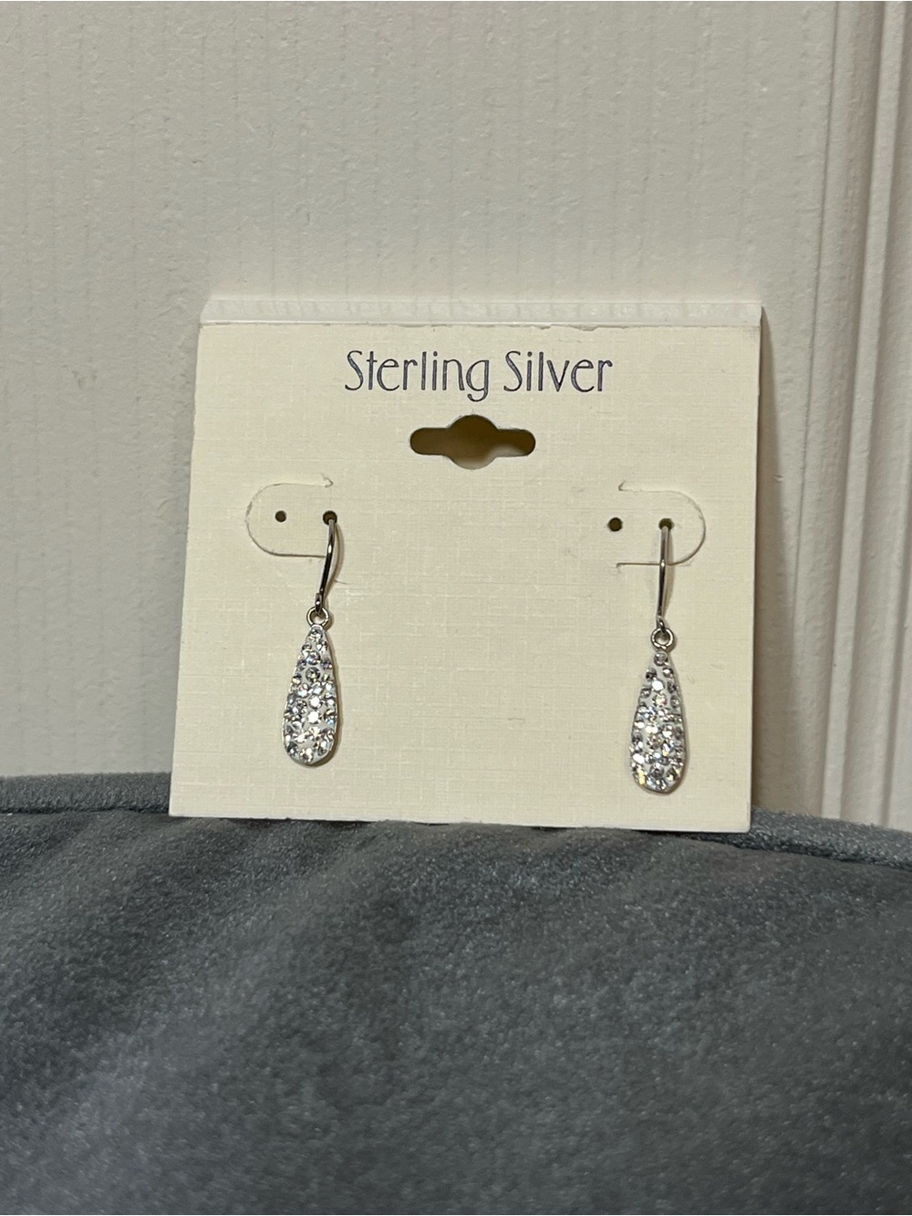 Crystal Teardrop Dangle Earrings - Silver